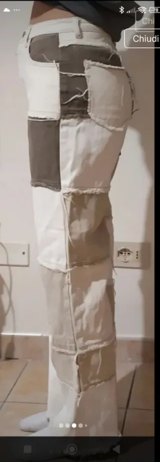 Pantaloni Shein patchwork beige e marroni