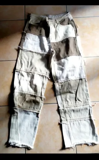 Pantaloni Shein patchwork beige e marroni