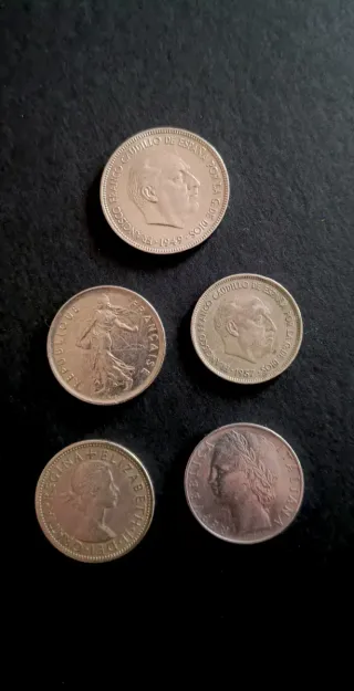 Lote de 5 monedas antiguas
