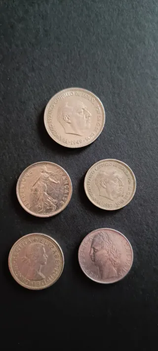 Lote de 5 monedas antiguas