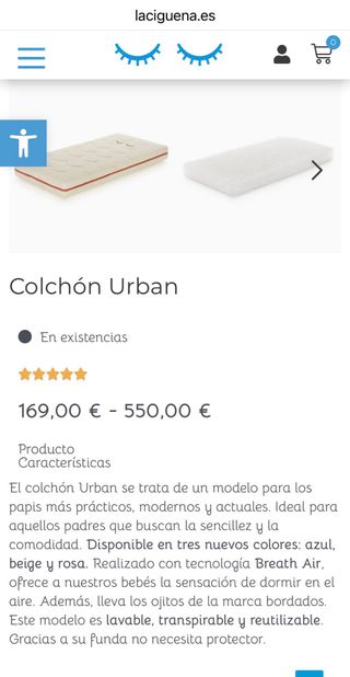 Cuna Micuna de 120x60 con cajón, colchón y sábanas