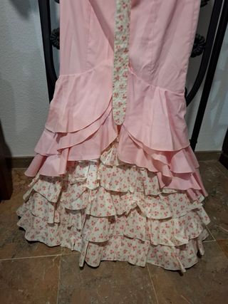 Falda y corpiño Rociero rosa y blanco