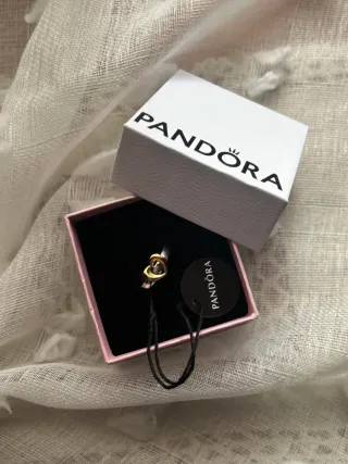 Anillo Pandora plateado Corazón Dorado