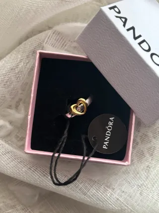 Anillo Pandora plateado Corazón Dorado