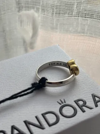 Anillo Pandora plateado Corazón Dorado