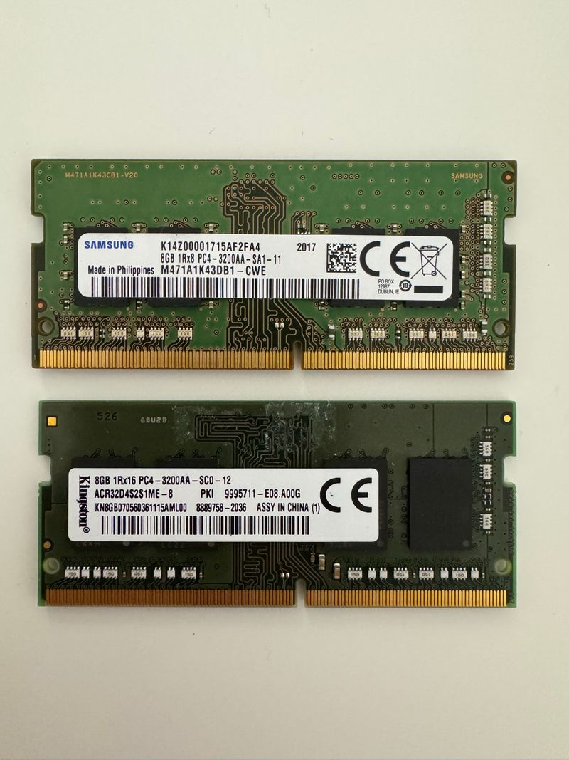 2x 8GB DDR4 RAM Kingston Samsung