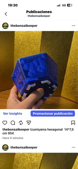 Maceta hexagonal Izumiyama azul 14x7,5cm