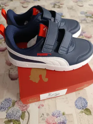Zapatillas niño Puma azul y blanco