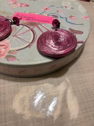 Conjunto joyas papel rosa y morado