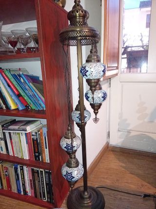 Lámpara de pie marroquí cristal y metal
