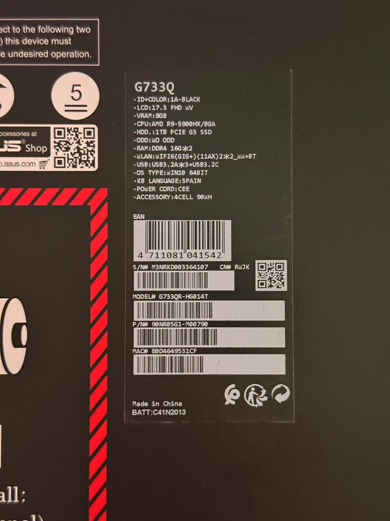 Portátil ASUS ROG STRIX G733QR-HG014T afbeelding 7