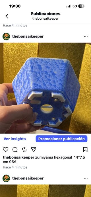 Maceta hexagonal Zumiyama azul y blanco