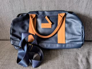 Bolso de mano, bandolera azul y marrón