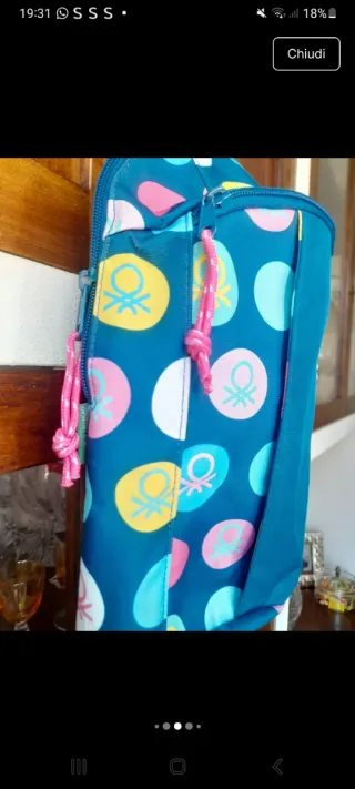 Zaino Benetton fantasia pois.  Condizioni ottime
