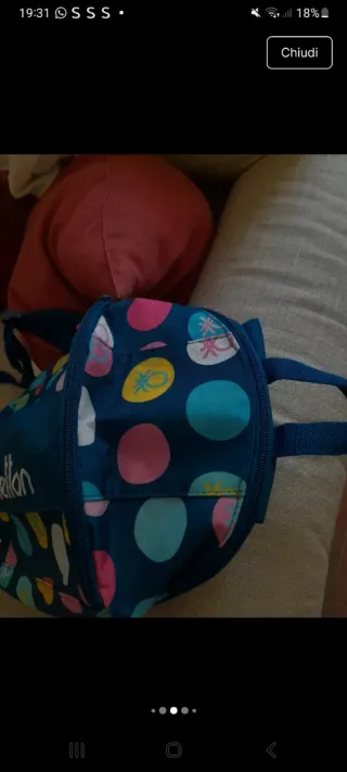Zaino Benetton fantasia pois.  Condizioni ottime