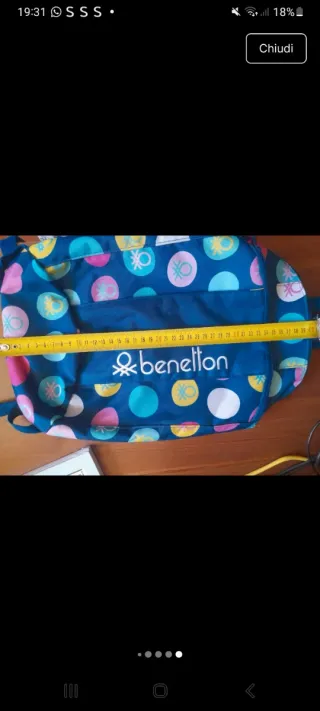 Zaino Benetton fantasia pois.  Condizioni ottime