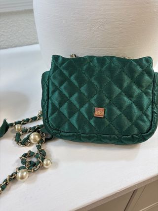 Bolso Purificación García verde perlas