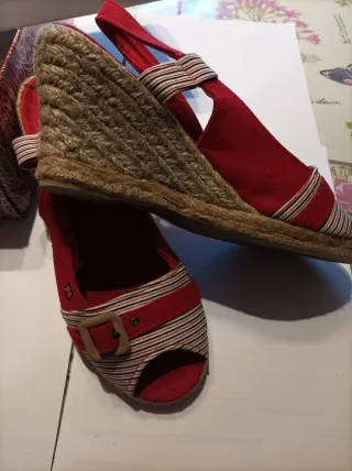Zapatillas de esparto rojas mujer