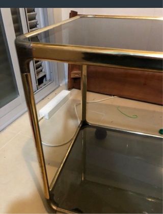 Carro camarera metal y cristal dorado