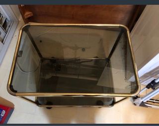 Carro camarera metal y cristal dorado