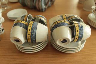 Juego 16 Tazas y Platos Café Porcelana