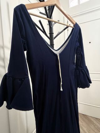 Traje de flamenca azul con volantes