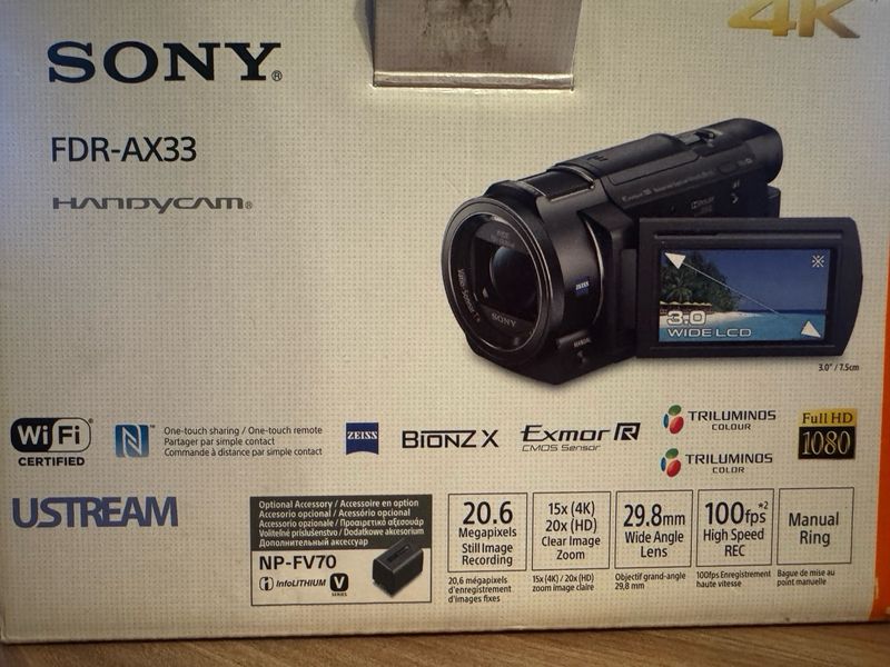 Cámara Sony FDR-AX33 4K Handycam