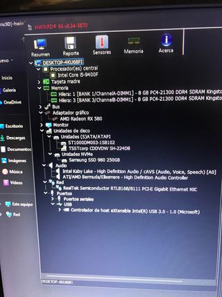 PC Gaming i5 9400F 16GB RX580 NVMe SSD Win11 Offic