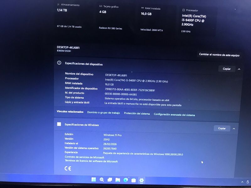 PC Gaming i5 9400F 16GB RX580 NVMe SSD Win11 Offic afbeelding 4