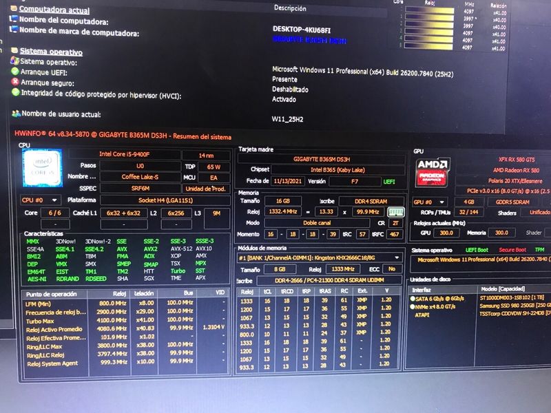 PC Gaming i5 9400F 16GB RX580 NVMe SSD Win11 Offic afbeelding 6