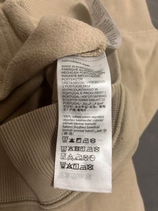 Felpa Calvin Klein Jeans Beige con Logo Verde