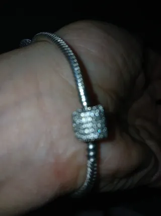 Pulsera con Charm Flor Rosa y Plata