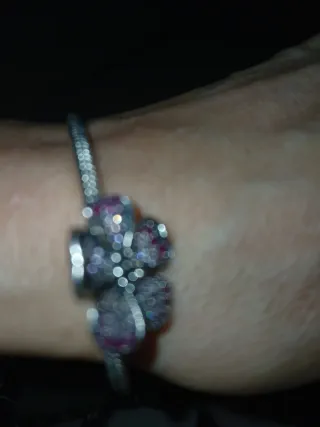 Pulsera con Charm Flor Rosa y Plata