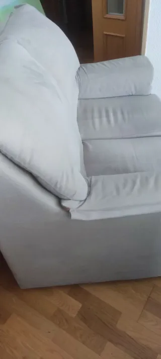 Sofá de 2 plazas en pana beige/gris