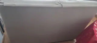 Sofá de 2 plazas en pana beige/gris