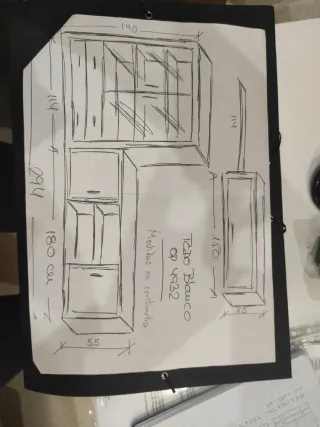 Conjunto Mueble Salón Blanco y tiradores plateados