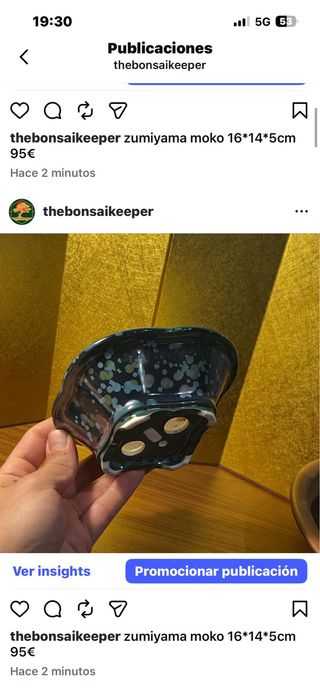 Maceta bonsái cerámica azul/multicolor 15*14**5