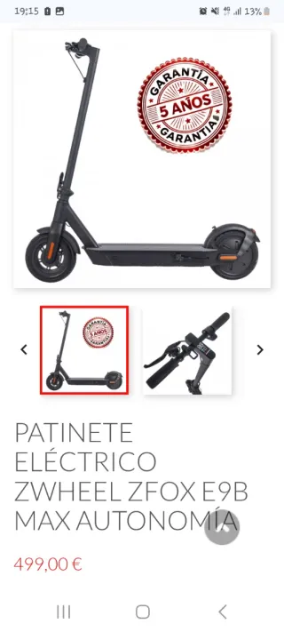 Patinete Eléctrico Zwheel E9B Max