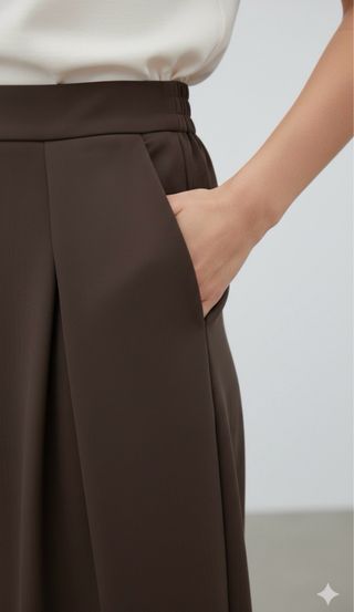 Tailleur donna marrone pantalone largo nuovo