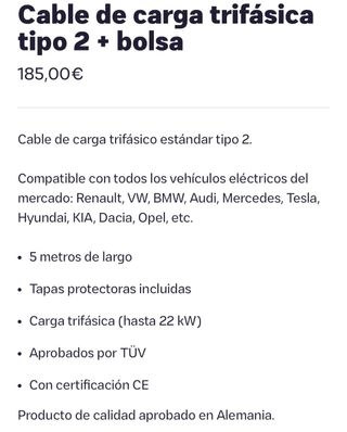 CABLE CARGA COCHE ELECTRICO