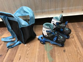 Patines infantiles con bolsa azul t-30-33