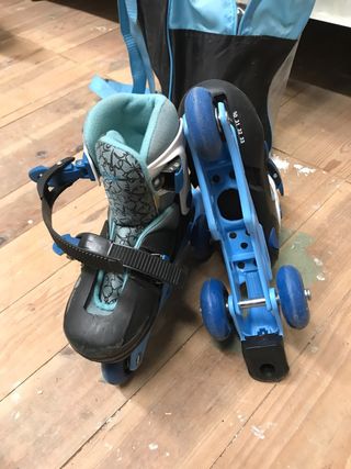 Patines infantiles con bolsa azul t-30-33
