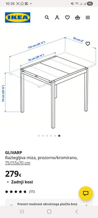 Mesa extensible metal y cristal