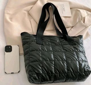 Borsa shopper trapuntata nera