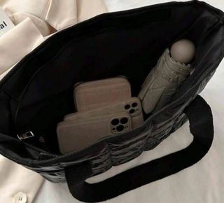 Borsa shopper trapuntata nera