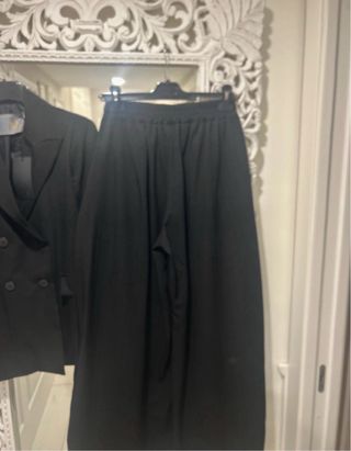 Tailleur donna nero pantalone largo nuovo