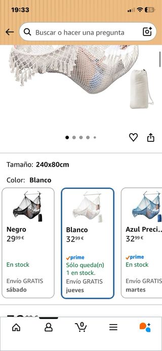 Hamaca Colgante Tela y Madera