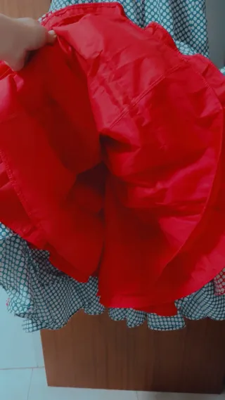 Vestido Flamenca Lunares Azul y Rojo