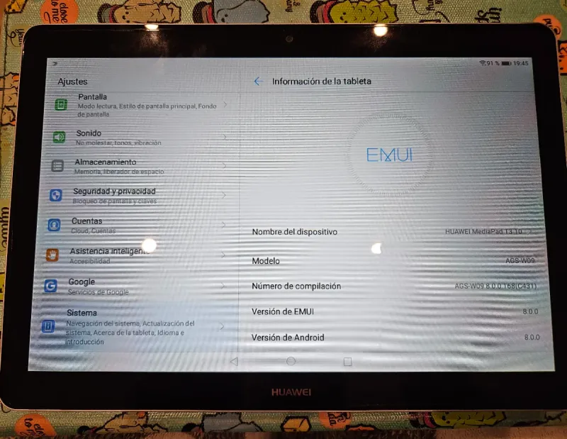 Tablet Huawei plateada 10"
