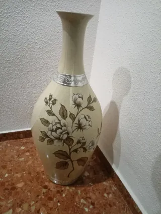 Jarrón grande decorativo porcelana flores